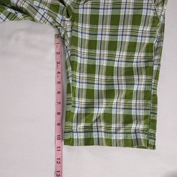 Y2k Roxy Green Black White Plaid Low Rise Bermuda Shorts - Picture 6 of 8